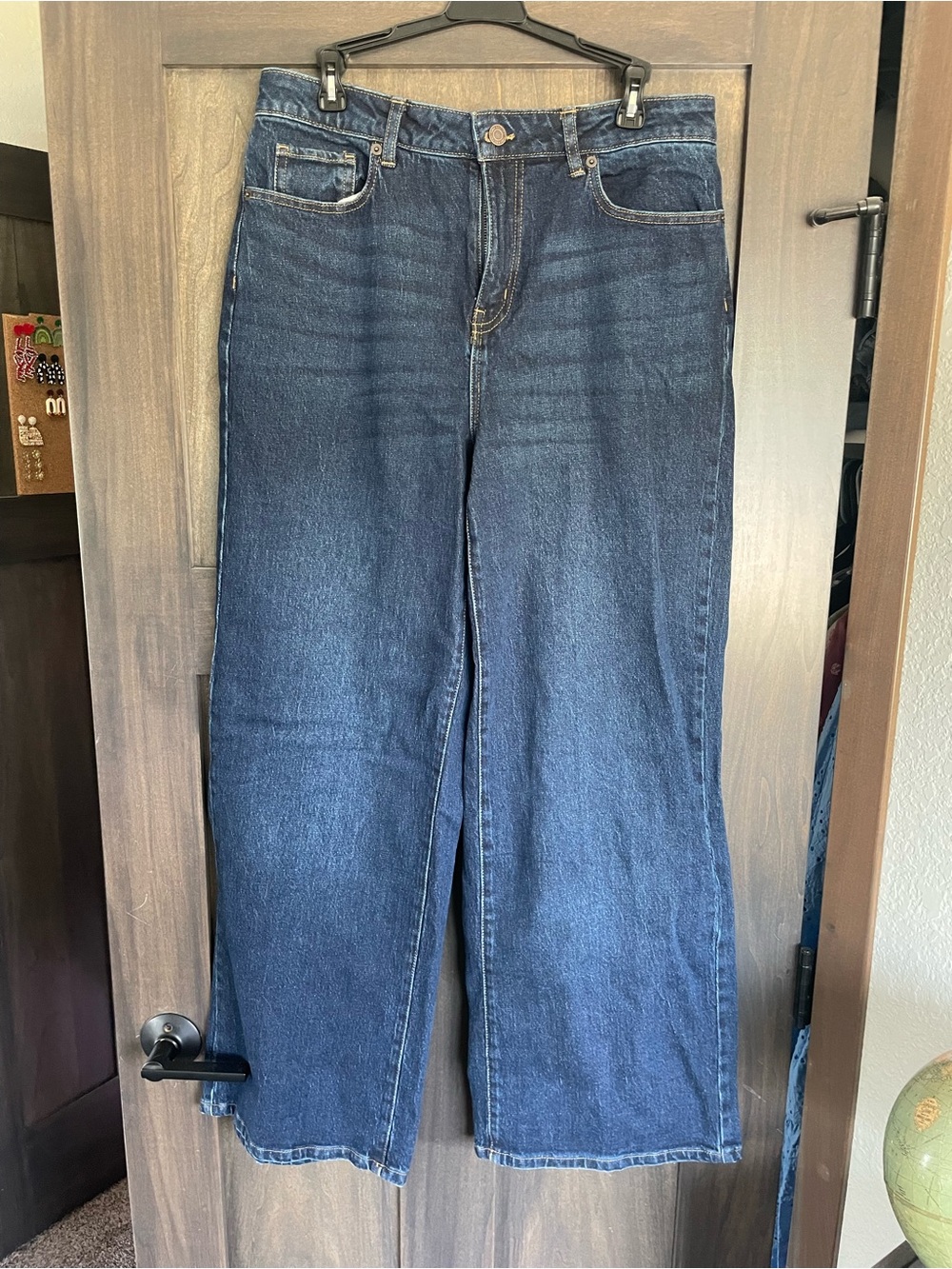 Classic Wide-Leg Women Jeans - Dark Blue